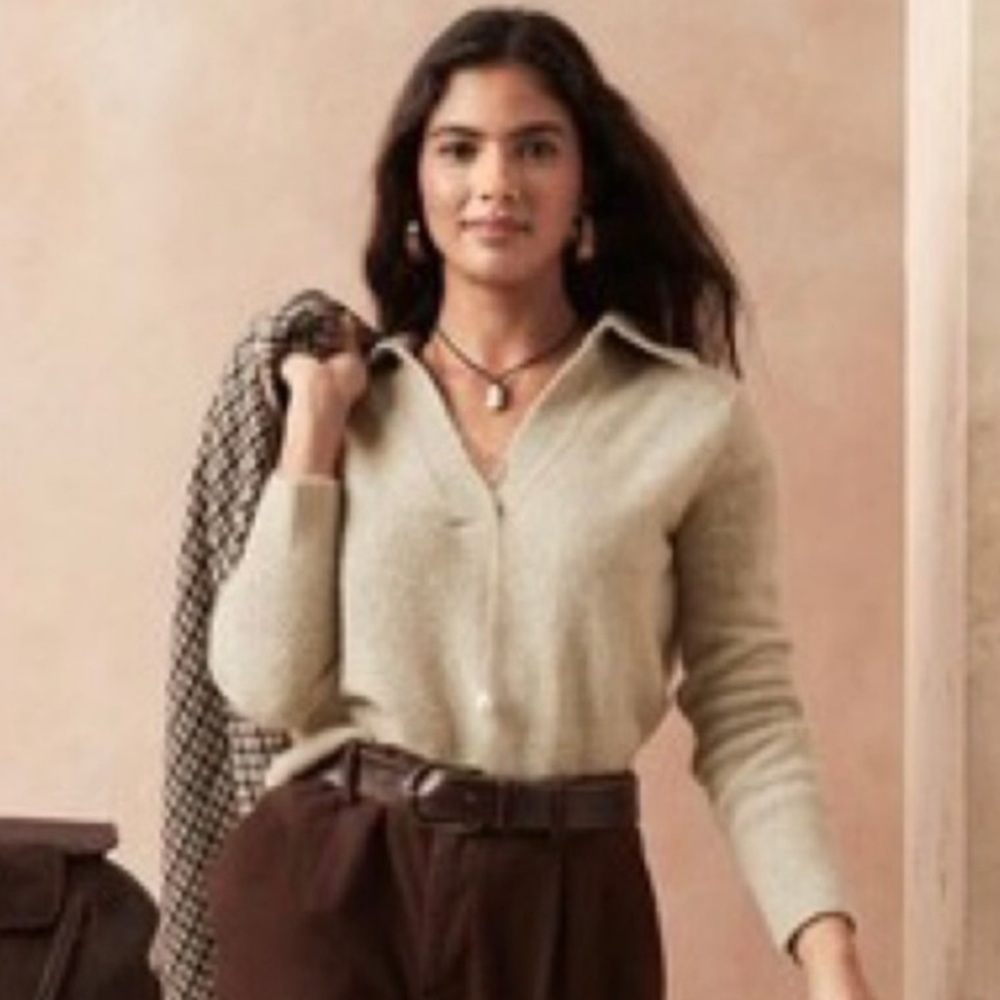 BR Neutral Wool & Yak Hair Sweater Polo